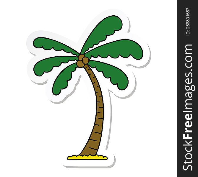 sticker of a quirky hand drawn cartoon palm tree