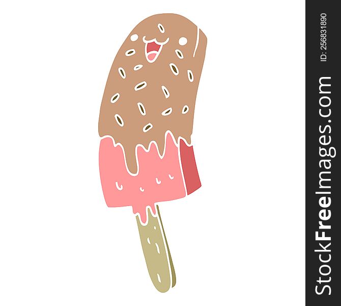 cute flat color style cartoon happy ice lolly