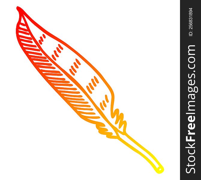 Warm Gradient Line Drawing Cartoon Feather