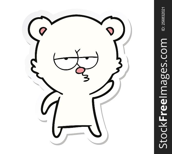 sticker of a bored polar bear cartoon