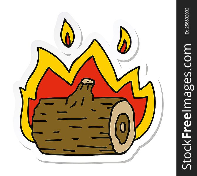 sticker of a quirky hand drawn cartoon campfire