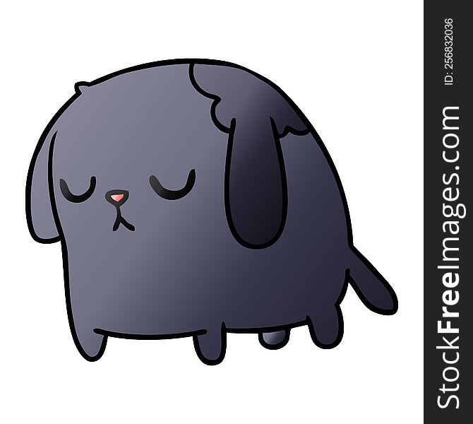Gradient Cartoon Of Cute Sad Kawaii Dog