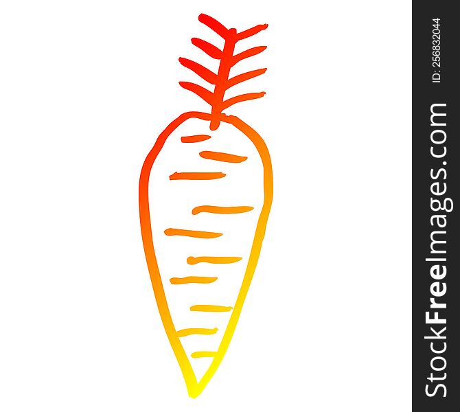 warm gradient line drawing of a cartoon yellow carrot