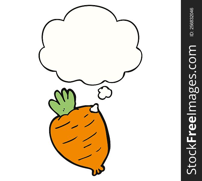 cartoon root vegetable with thought bubble. cartoon root vegetable with thought bubble