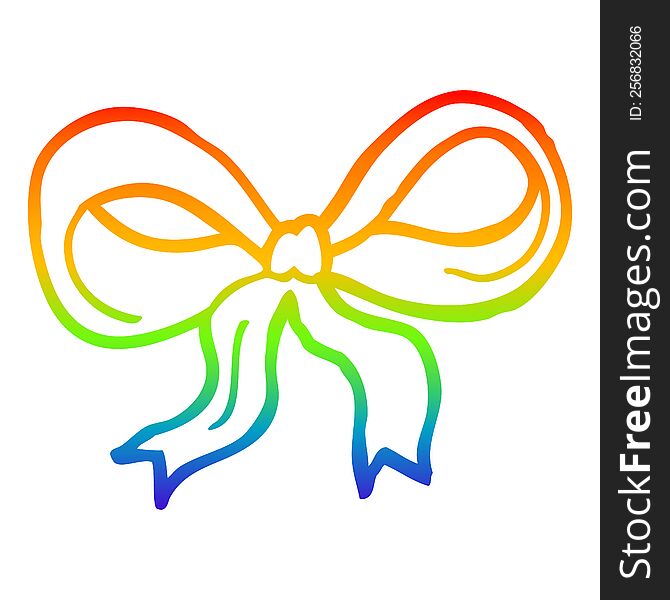 Rainbow Gradient Line Drawing Cartoon Decorative Bow