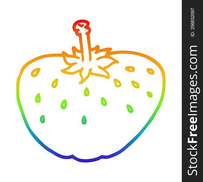 Rainbow Gradient Line Drawing Cartoon Strawberry