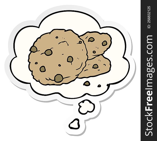 cartoon cookies with thought bubble as a printed sticker