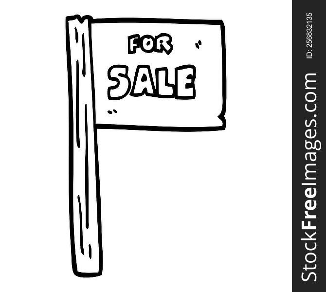 Line Drawing Cartoon Sale Sign