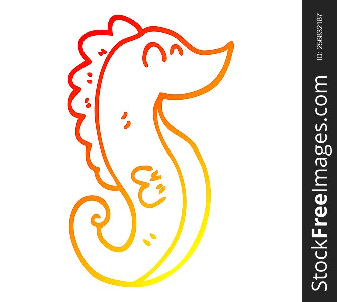 warm gradient line drawing of a cartoon sea horse