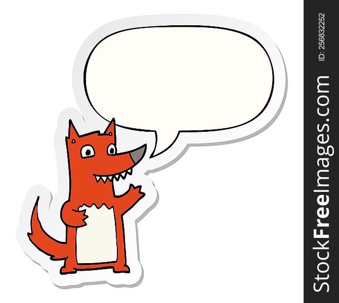 Cartoon Wolf And Speech Bubble Sticker