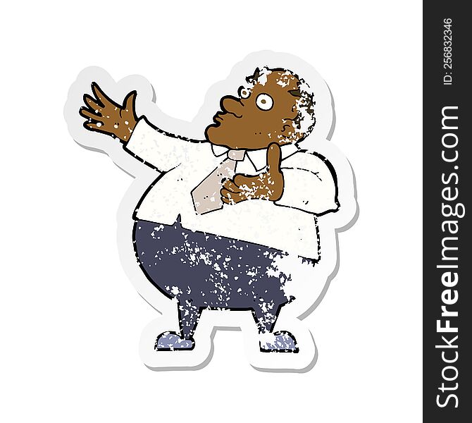 Retro Distressed Sticker Of A Cartoon Exasperated Middle Aged Man