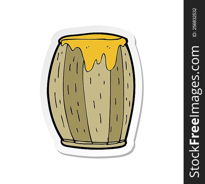 Sticker Of A Cartoon Barrel