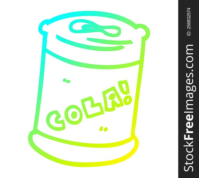 cold gradient line drawing of a cartoon fizzy drinks can