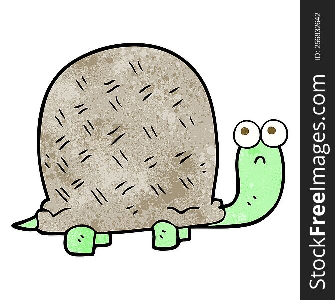 freehand textured cartoon sad turtle