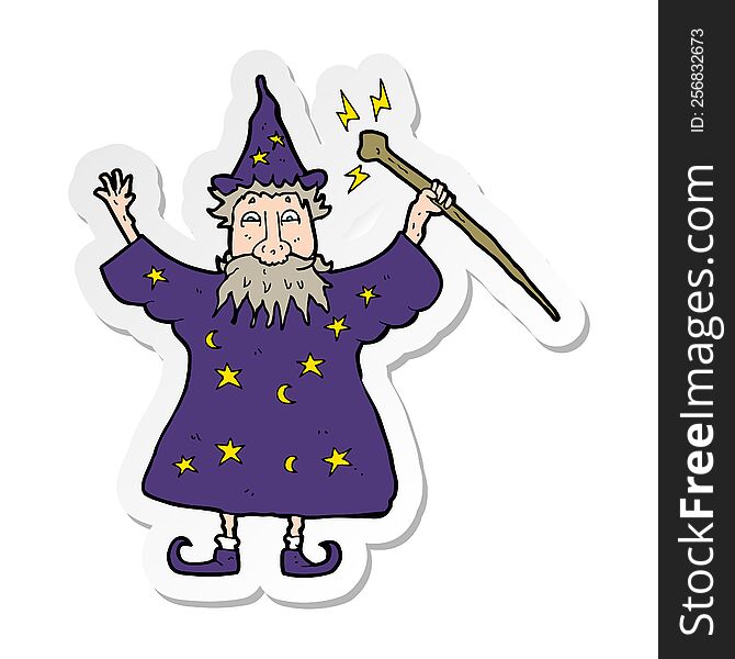 sticker of a cartoon wizard