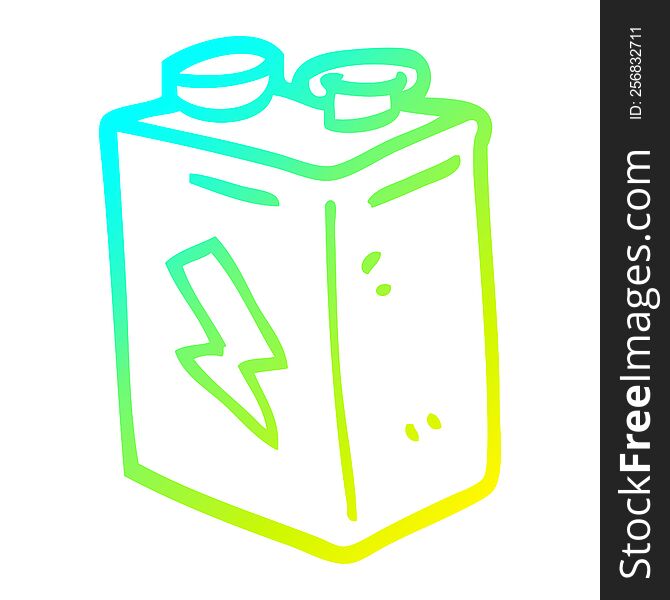 cold gradient line drawing cartoon battery