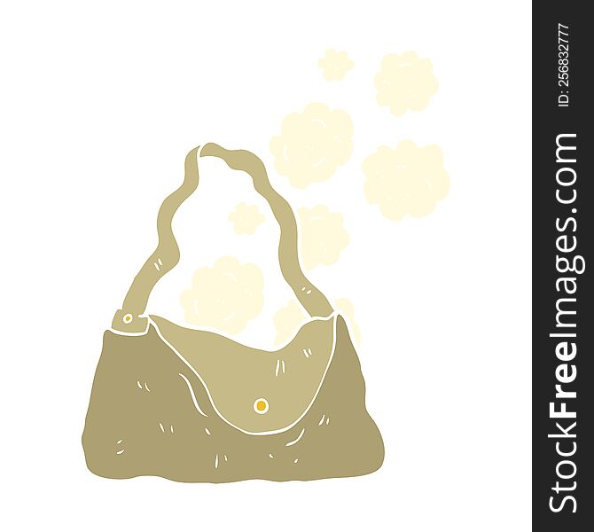 Flat Color Illustration Of A Cartoon Handbag