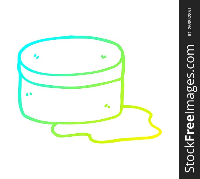 cold gradient line drawing of a cartoon beauty lotion tub