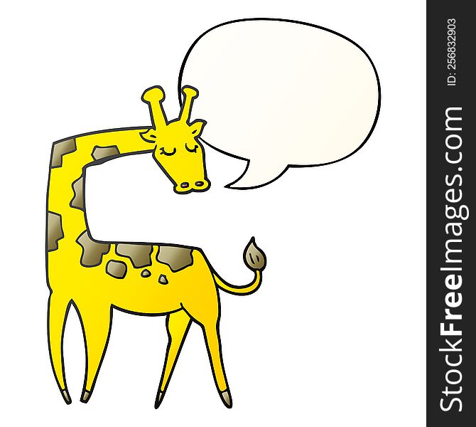 cartoon giraffe with speech bubble in smooth gradient style