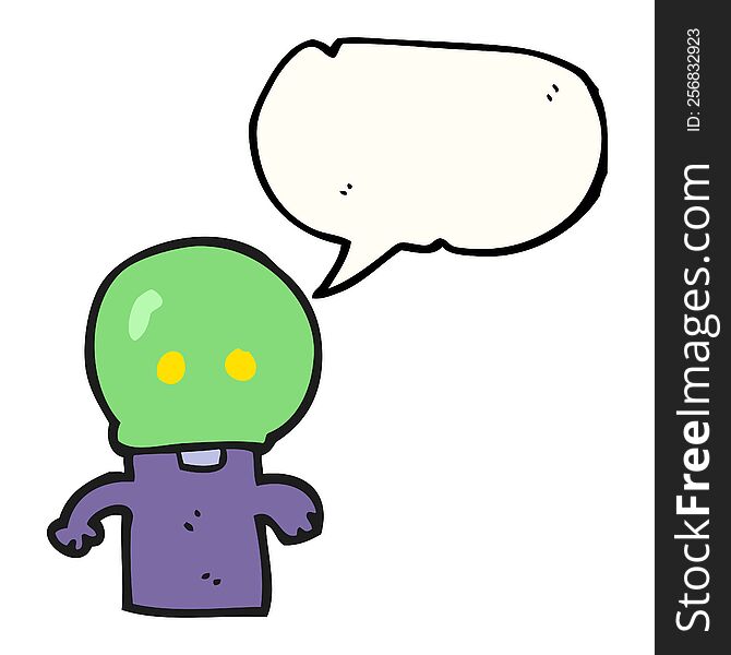 Speech Bubble Cartoon Little Alien