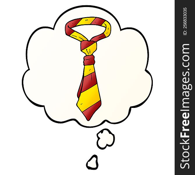 Cartoon Office Tie And Thought Bubble In Smooth Gradient Style