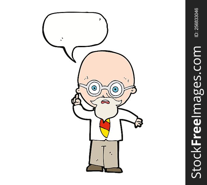 cartoon professor with speech bubble