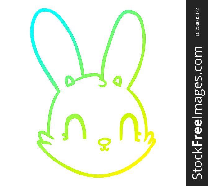 Cold Gradient Line Drawing Cartoon Bunny Face