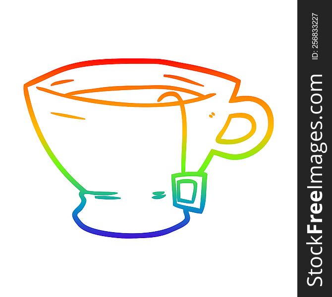 Rainbow Gradient Line Drawing Cup Of Tea