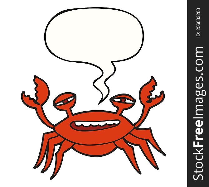cartoon crab with speech bubble. cartoon crab with speech bubble
