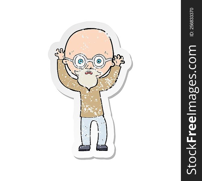 Retro Distressed Sticker Of A Cartoon Stressed Bald Man