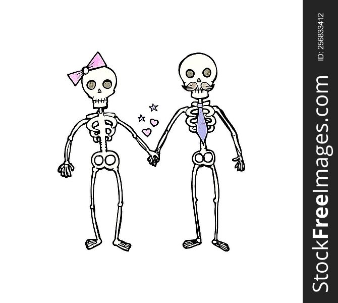 Cartoon Skeletons In Love