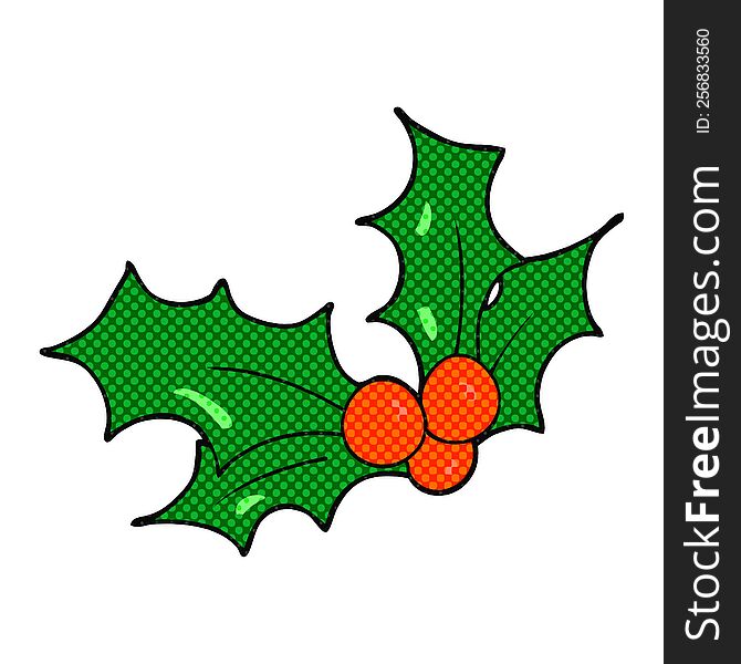 freehand drawn cartoon christmas holly