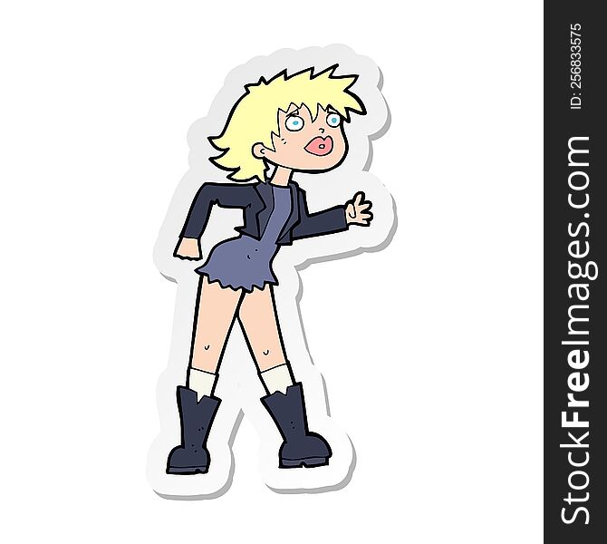 Sticker Of A Cartoon Girl In Leather Jacket