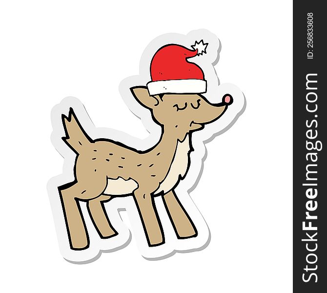 sticker of a cartoon cute christmas reindeer