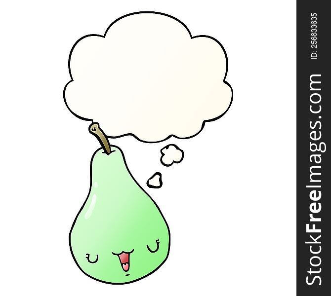 Cartoon Pear And Thought Bubble In Smooth Gradient Style