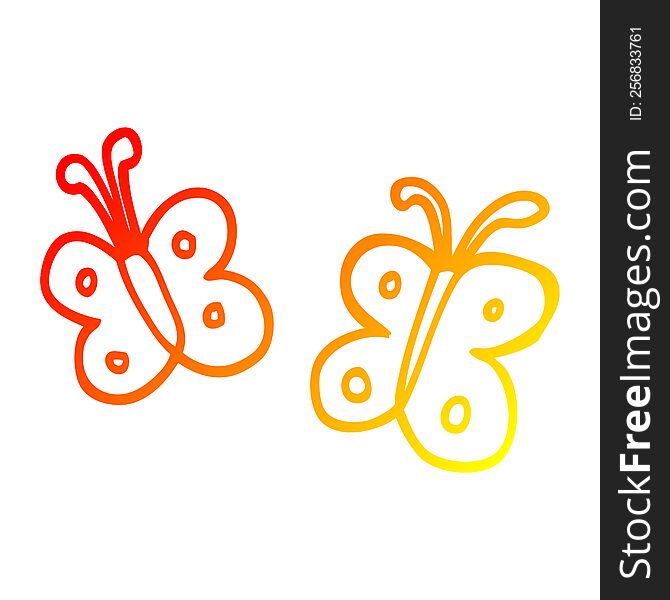 warm gradient line drawing of a cartoon butterfly