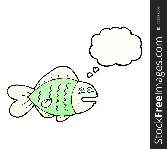Thought Bubble Textured Cartoon Funny Fish
