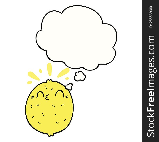 Cute Cartoon Lemon And Thought Bubble