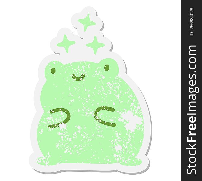 Cute Amazed Frog Grunge Sticker