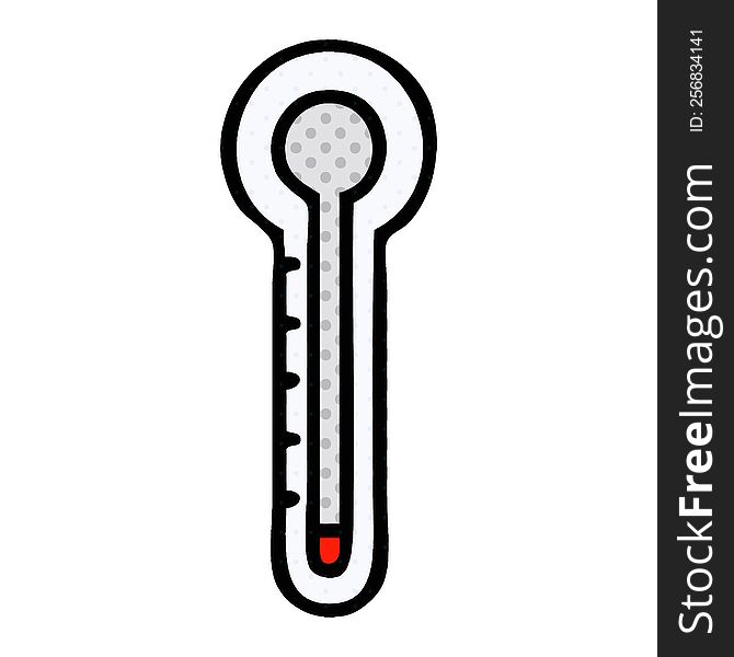 comic book style cartoon of a glass thermometer