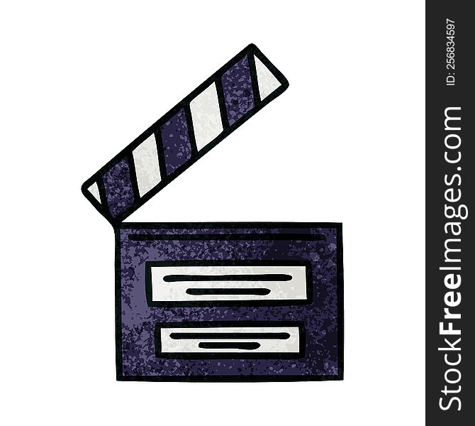 retro grunge texture cartoon of a director clapper