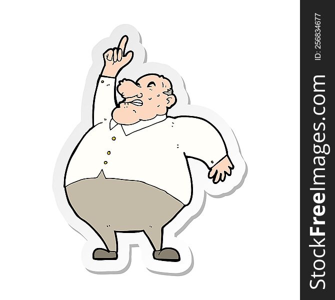 sticker of a cartoon big fat boss