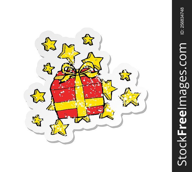 Retro Distressed Sticker Of A Cartoon Christmas Presents