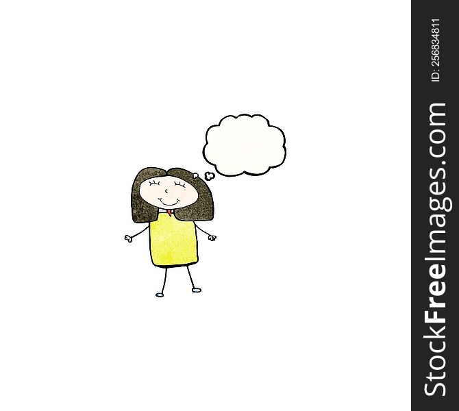 child\'s drawing of a woman with thought bubble