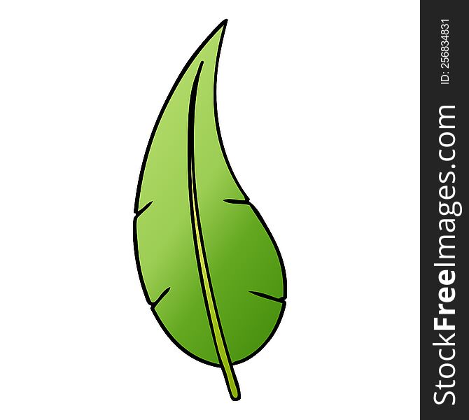 Gradient Cartoon Doodle Of A Green Long Leaf