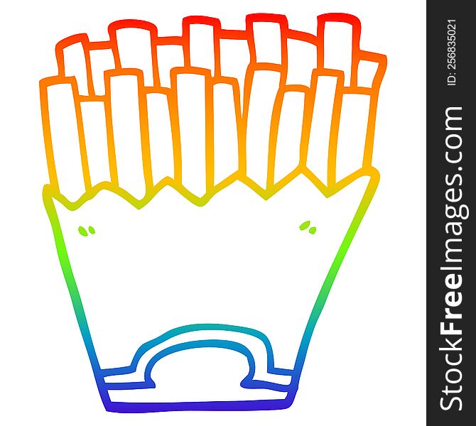rainbow gradient line drawing of a cartoon french fries
