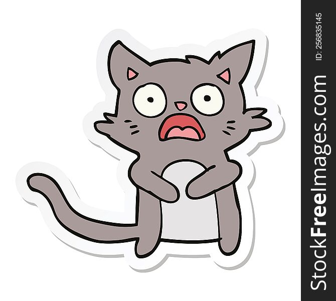 Sticker Of A Cartoon Horrified Cat