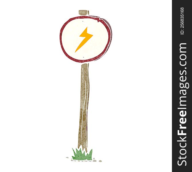 cartoon electrical warning sign