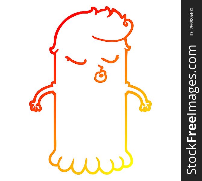 warm gradient line drawing of a cartoon cute ghost