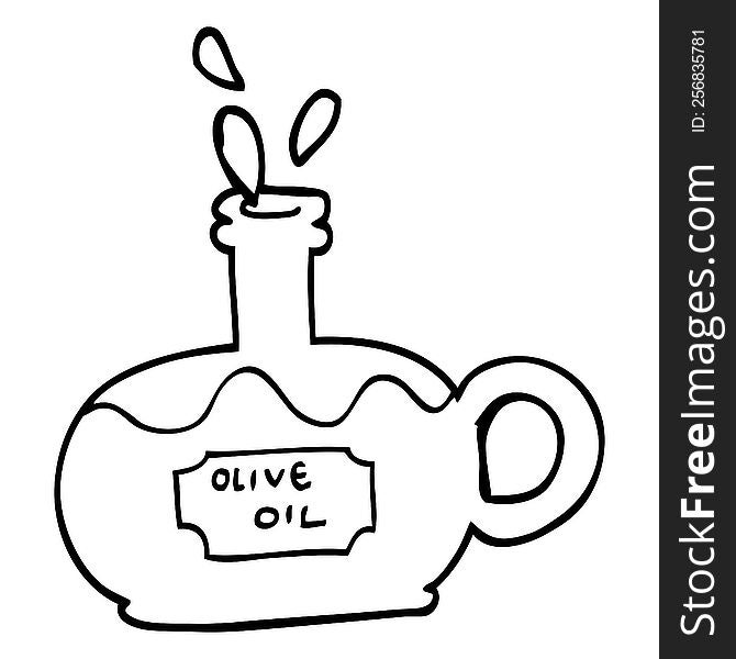 black and white cartoon bottle of oilve oil
